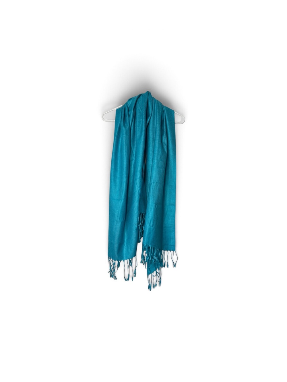 Pashmina Shawl Scarf Wrap Turquoise Blue Solid Fringe Bohemian Long Soft